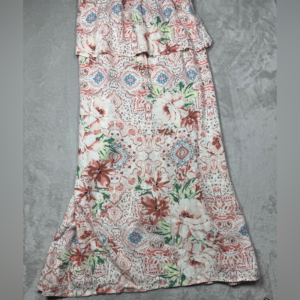 NWT O’Neill Girls Flounce Ruffle Jordan Tank Pink Cream Floral Midi Dress Large - Picture 4 of 16